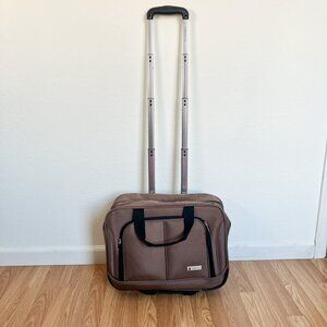 London Fog Brown/Tan Rolling Suitcase Computer Commuter Roller Bag
